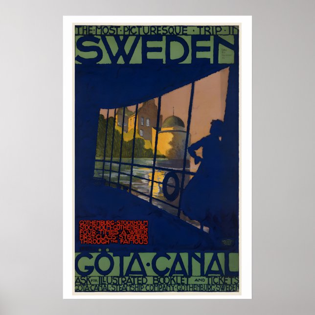 Göta Canal The Most Picturesque Sweden Vintage Poster (Vorne)