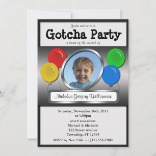 Gotcha Party Ballon Adoption Einladung