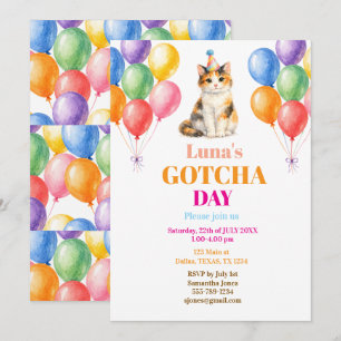Gotcha-Tag Adoptionsparty Dreifarbenkatze Haustier Einladung