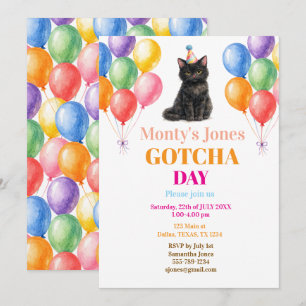 Gotcha-Tag Adoptionsparty schwarze Katze Haustier Einladung