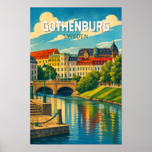 Göteborg Schweden Illustration Reise Kunst Vintage Poster