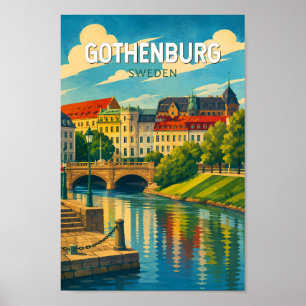 Göteborg Schweden Illustration Reise Kunst Vintage Poster
