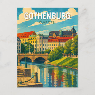 Göteborg Schweden Illustration Reise Kunst Vintage Postkarte
