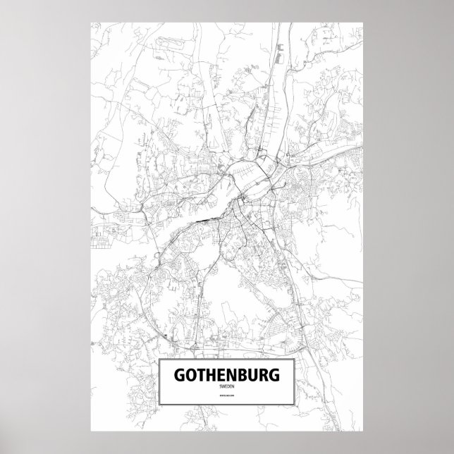 Göteborg, Schweden (schwarz auf weiß) Poster (Vorne)