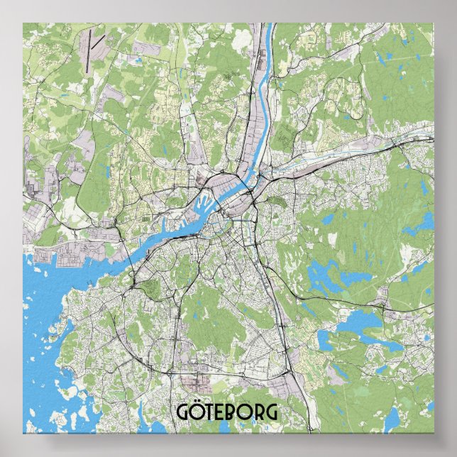 Göteborger Landkarte Poster (Vorne)