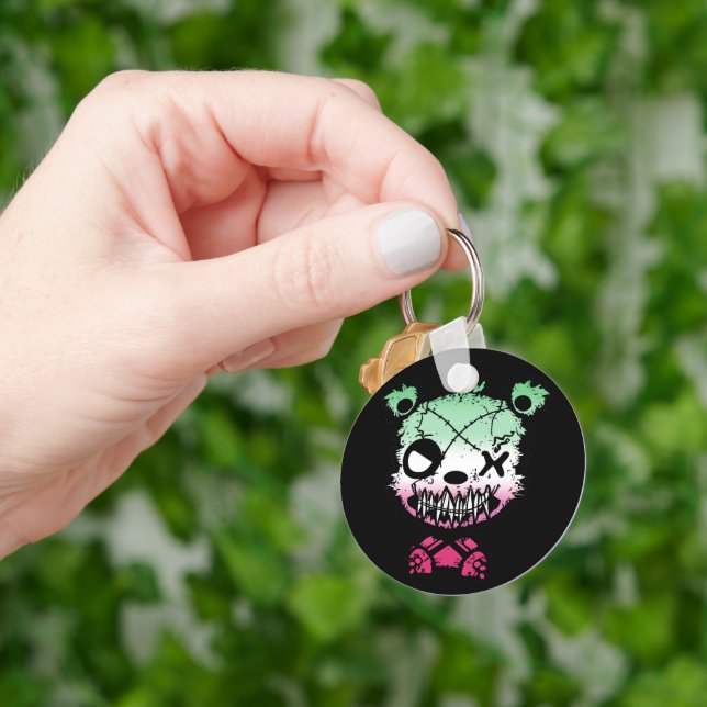 Goth Abrosexual Pride Flag farbiger Bär Schlüsselanhänger (Hand)