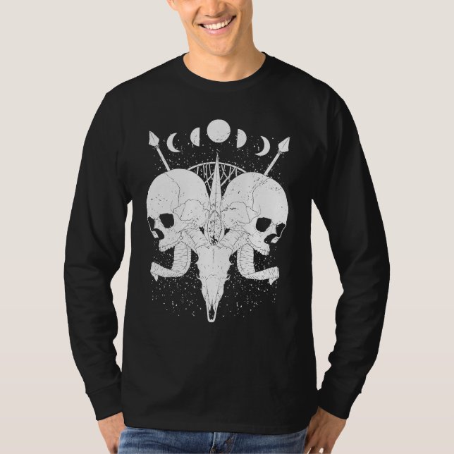 Goth Aesthetic Skull Moon Phases Gothic Grunge T-Shirt (Vorderseite)