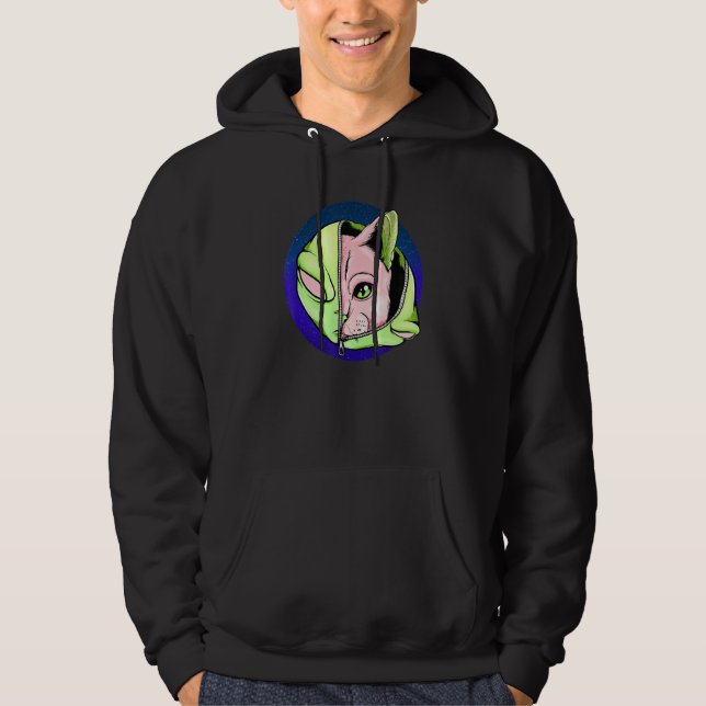 Goth Alien Cat Shapeshifter Vaporwave Hoodie (Vorderseite)