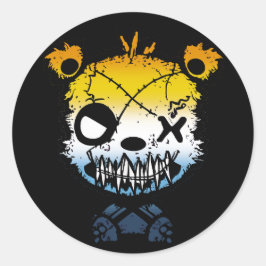 Goth AroAce Pride Flag farbiger Bär Runder Aufkleber