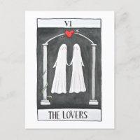 Goth Art Tarot Lovers Niedliches Ghost-Paar Grafik