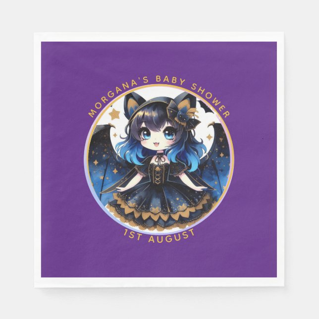 Goth Baby Girl Dusche Bat Vampire Partyware Serviette (Vorderseite)