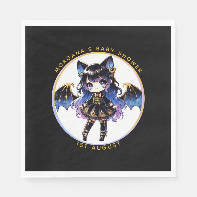 Goth Baby Girl Dusche Bat Vampire Partyware Serviette (Vorderseite)