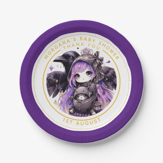 Goth Baby Girl Dusche von Crow Vielen Dank Pappteller (Vorderseite)