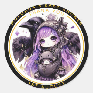 Goth Baby Girl Dusche von Crow Vielen Dank Runder Aufkleber