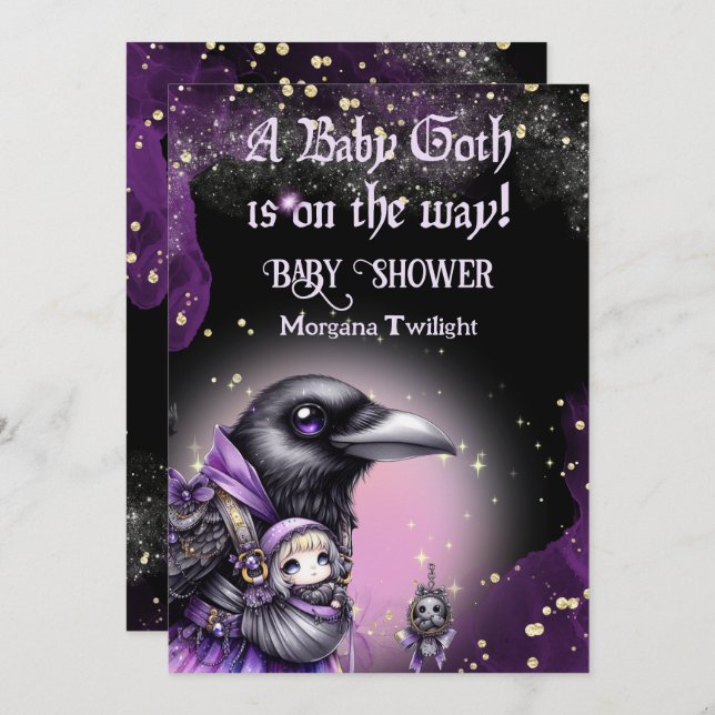 Goth Baby Girl geliefert von Crow Moonlight Einladung (Vorne/Hinten)