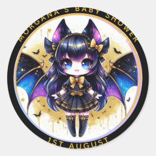 Goth Baby Girl Shower Bat Vampire Vielen Dank Runder Aufkleber