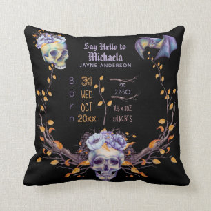 GOTH Baby Stats Skulls Lila Black Halloween Girl Kissen