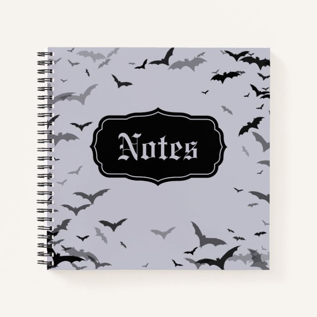 Goth Bats Lavendel und Black Notebook Notizbuch (Vorderseite)