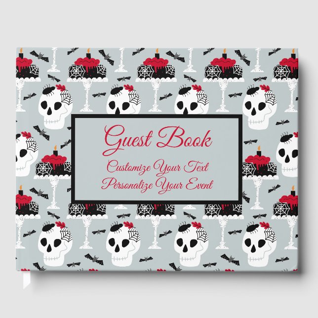 Goth Birthday Abschluss Skeletts Spider Cake Gästebuch (Vorderseite)