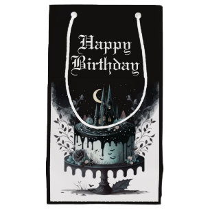 Goth Birthday Gift Bag - Burg Geburtstagstorte Kleine Geschenktüte