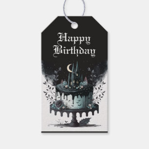 Goth Birthday Gift Tags - Castle Birthday Cake Geschenkanhänger