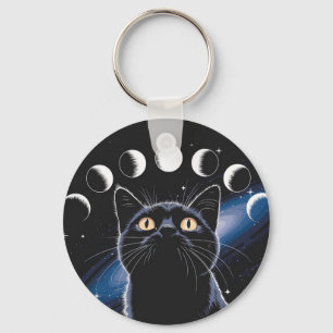 Goth Black Cat, Goth Gift, Hexenhour Black Cat Schlüsselanhänger