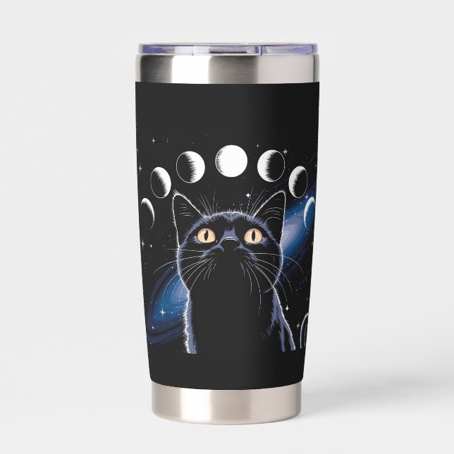 Goth Black Cat, Goth Gift, Hexenhour Black Cat Thermobecher (Vorderseite)