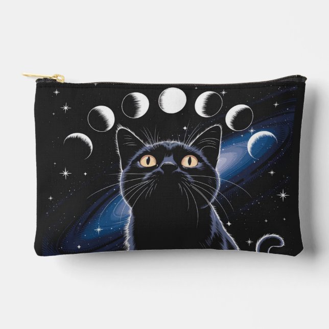 Goth Black Cat, Goth Gift, Hexenhour Black Cat Zubehörtasche (Vorderseite)