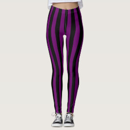 Goth Black Lila vertikale Streifen Leggings