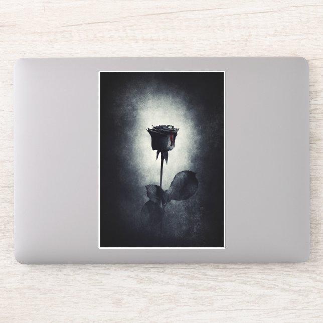 Goth Black Rose Dripping Blood Macabre Aufkleber (Computer)