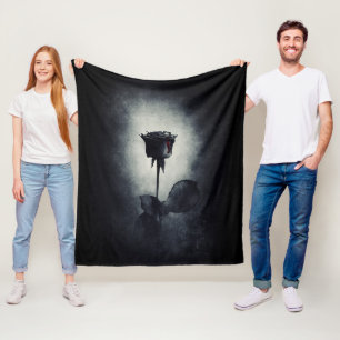 Goth Black Rose Dripping Blood Macabre Fleecedecke