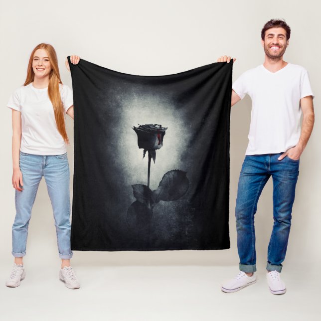 Goth Black Rose Dripping Blood Macabre Fleecedecke (Beispiel)