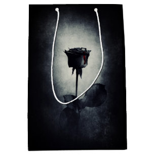 Goth Black Rose Dripping Blood Macabre Mittlere Geschenktüte
