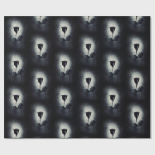 Goth Black Rose Dripping Blood Macabre Muster Geschenkpapier