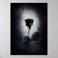 Goth Black Rose Dripping Blood Macabre