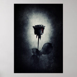 Goth Black Rose Dripping Blood Macabre Poster