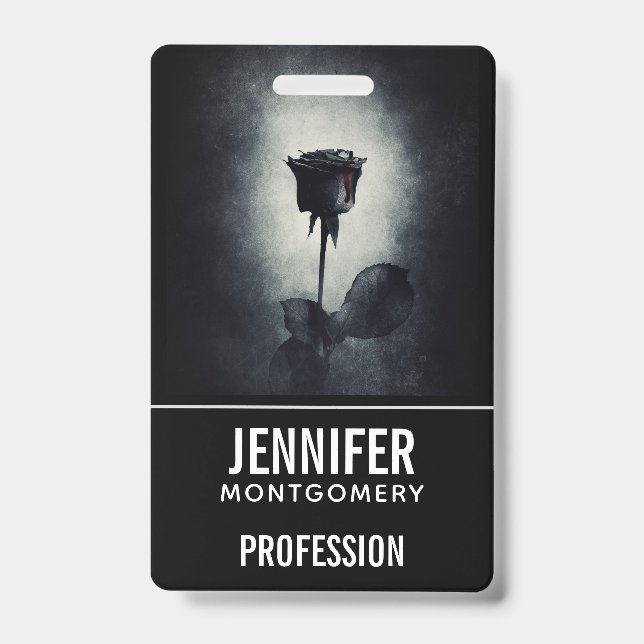 Goth Black Rose Dripping Blood Macabre Profession Ausweis (Vorderseite)