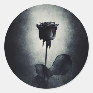 Goth Black Rose Dripping Blood Macabre Runder Aufkleber