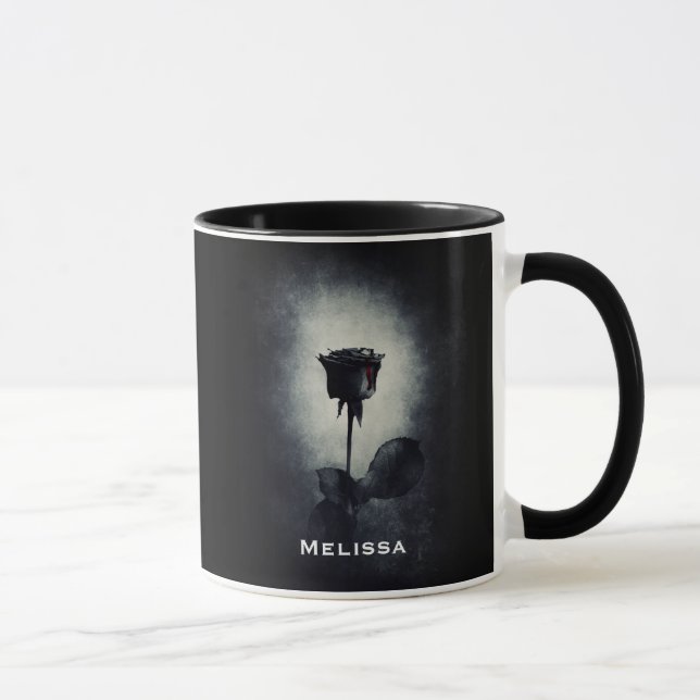 Goth Black Rose Dripping Blood Macabre Tasse (Rechts)