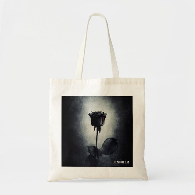 Goth Black Rose Dripping Blood Macabre Tragetasche (Vorne)