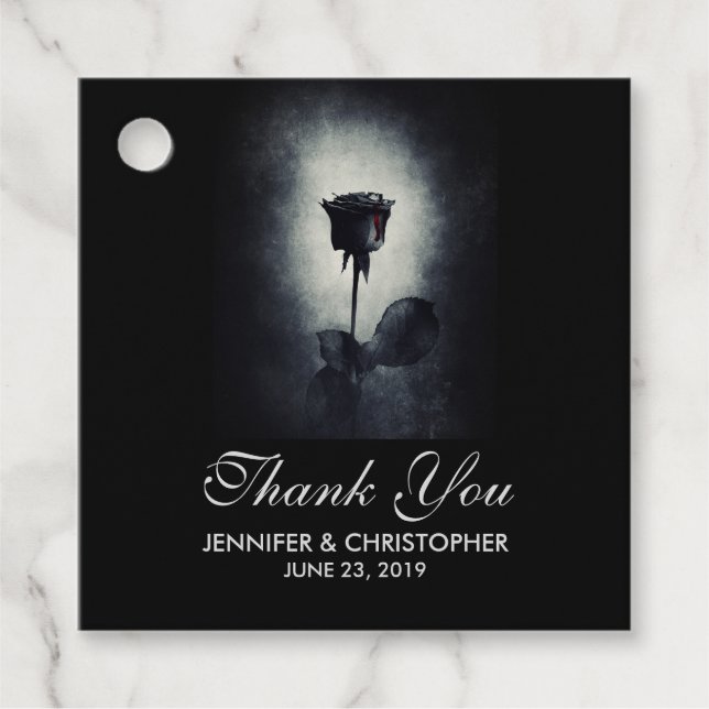 Goth Black Rose Dripping Blood Macabre Wedding Geschenkanhänger (Vorderseite)