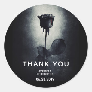 Goth Black Rose Dripping Blood Macabre Wedding Runder Aufkleber