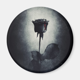 Goth Black Rose Dripping Blop auf Black Grunge Magnet