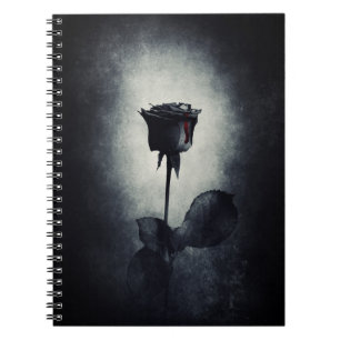 Goth Black Rose Dripping Blop auf Black Grunge Notizblock