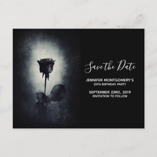 Goth Black Rose Tropfen Blut Save the Date Postkarte