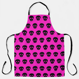 Goth Black Skull Hot Pink Schürze