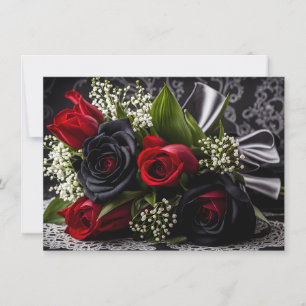 Goth Black und Rote Rosen Bouquet Valentine Feiertagskarte
