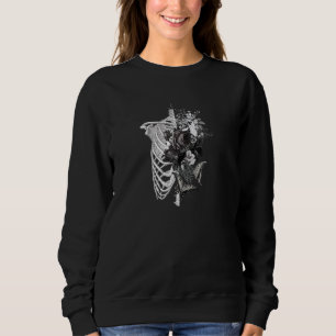Goth Blume and Bones Ribcage Rose Art Pub Sweatshirt