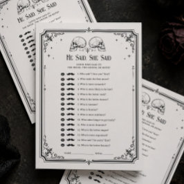 Goth Brautparty-Er He Said She Said Spielkarte Einladung