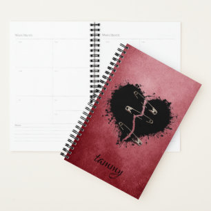 Goth Broken Heart on Red Grunge Hintergrund Planer